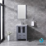 Volez 24" Dark Grey Single Vanity, Integrated Top, White Integrated Square Sink and 22" Mirror