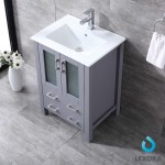 Volez 24" Dark Grey Single Vanity, Integrated Top, White Integrated Square Sink and 22" Mirror