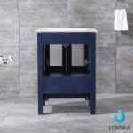 Volez 24" Navy Blue Single Vanity, Integrated Top, White Integrated Square Sink and 22" Mirror