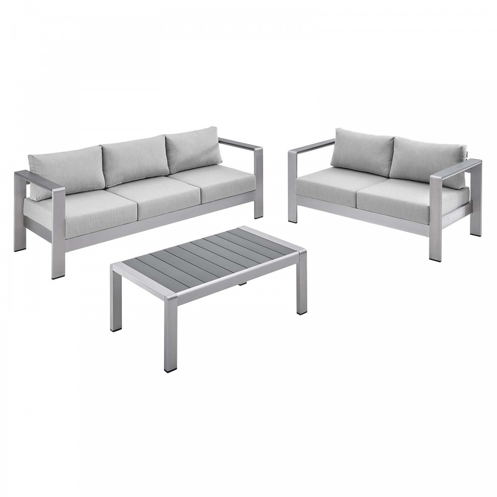 Shore Sunbrella® Fabric Outdoor Patio Aluminum 3 Piece Set