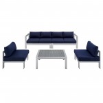 Shore Sunbrella® Fabric Outdoor Patio Aluminum 5 Piece Sectional Sofa Set