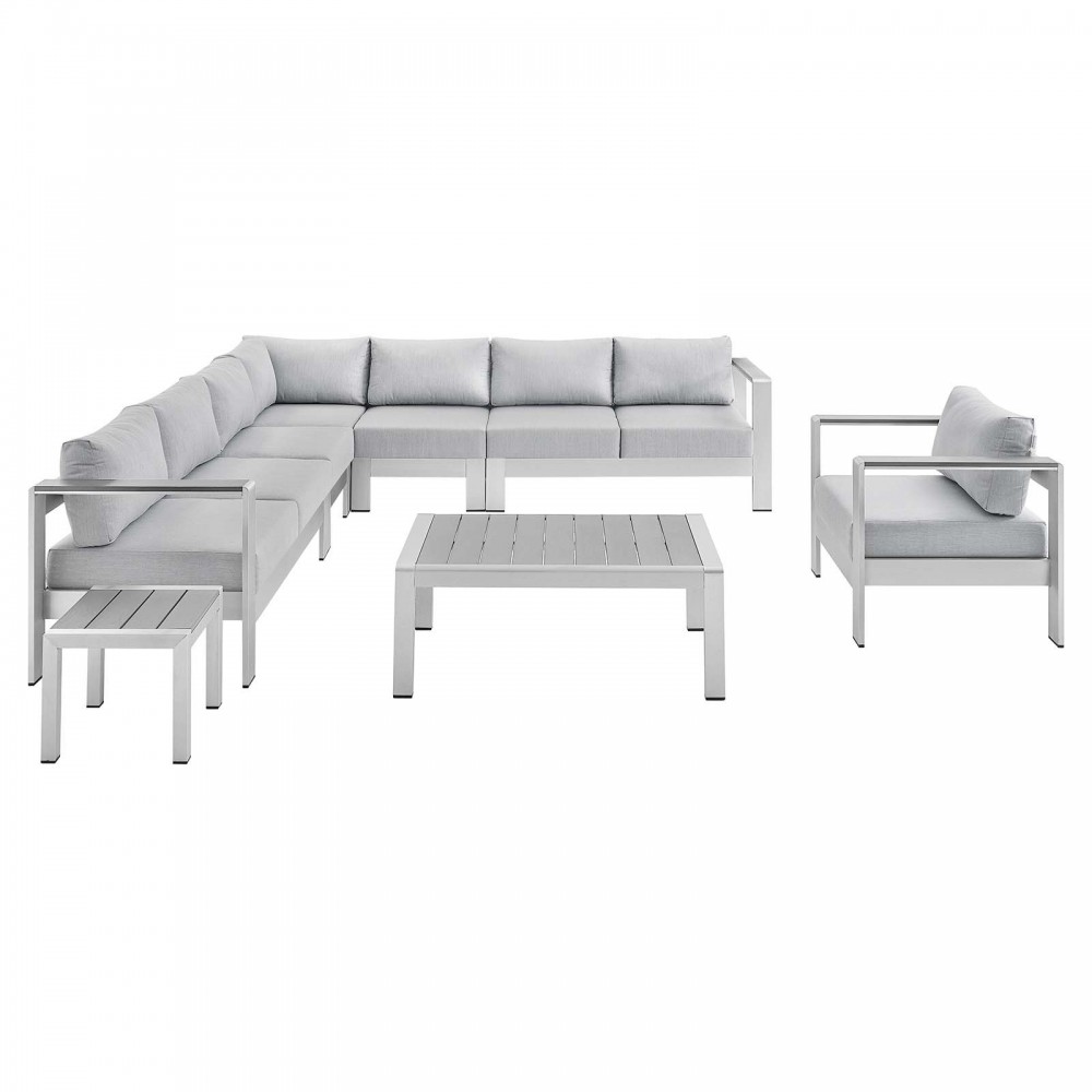 Shore Sunbrella® Fabric Outdoor Patio Aluminum 8 Piece Sectional Sofa Set Shore Sunbrella® Fabric Outdoor Patio Aluminum 8 Piece Sectional Sofa Set