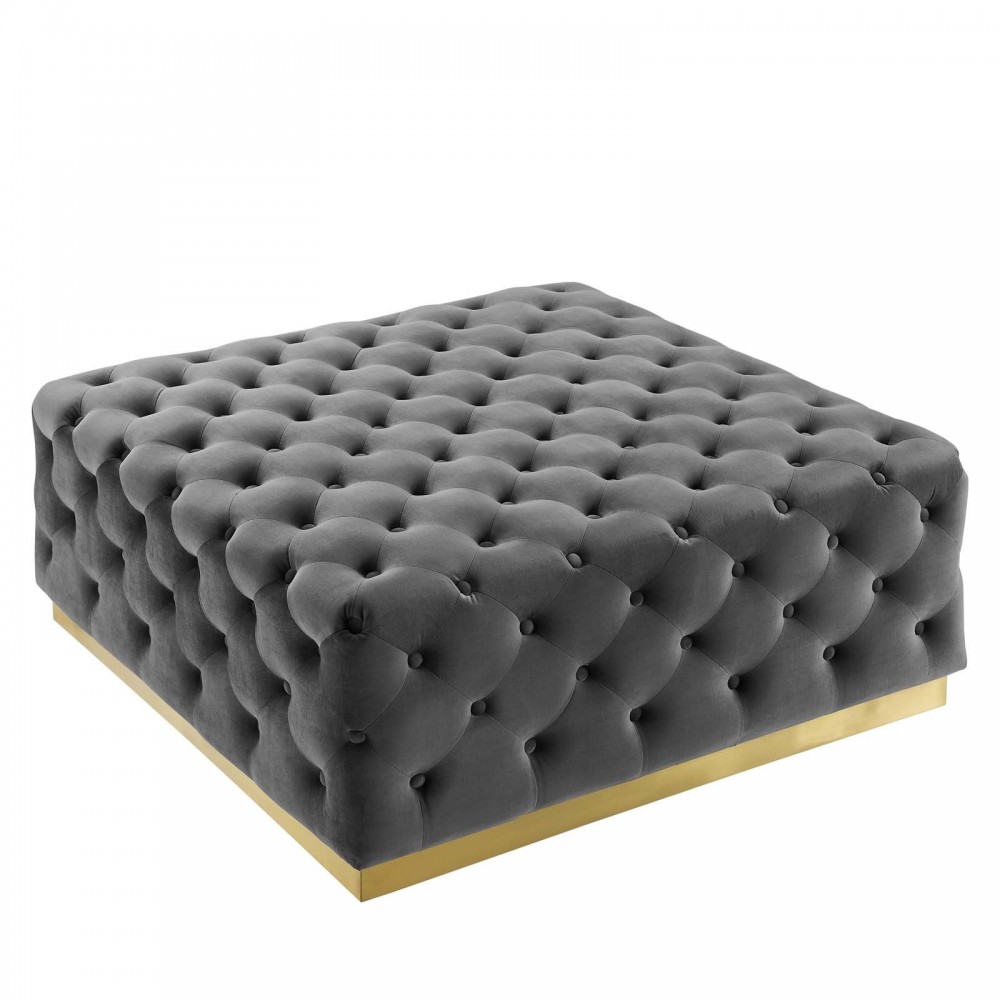 Ensconce Tufted Performance Velvet Square Ottoman