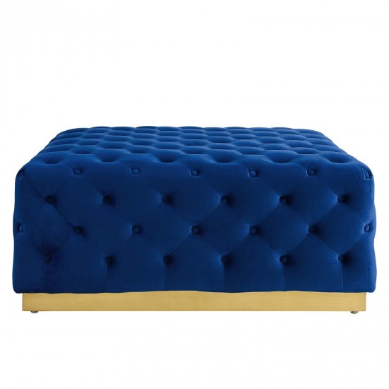 Ensconce Tufted Performance Velvet Square Ottoman