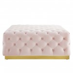 Ensconce Tufted Performance Velvet Square Ottoman