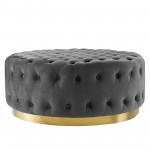 Ensconce Tufted Performance Velvet Round Ottoman