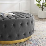 Ensconce Tufted Performance Velvet Round Ottoman