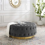 Ensconce Tufted Performance Velvet Round Ottoman