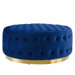 Ensconce Tufted Performance Velvet Round Ottoman