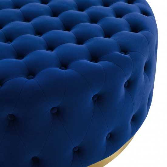 Ensconce Tufted Performance Velvet Round Ottoman