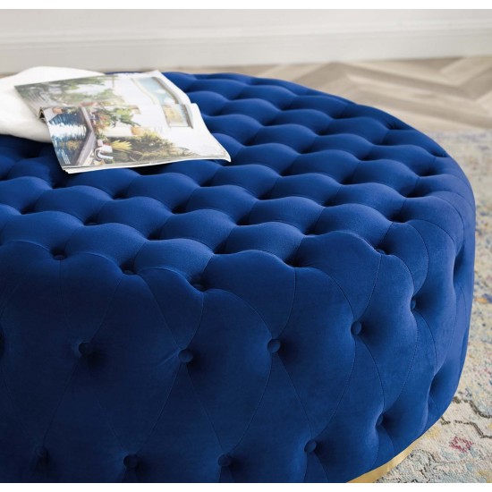 Ensconce Tufted Performance Velvet Round Ottoman