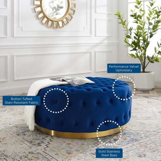 Ensconce Tufted Performance Velvet Round Ottoman