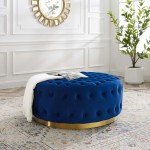 Ensconce Tufted Performance Velvet Round Ottoman