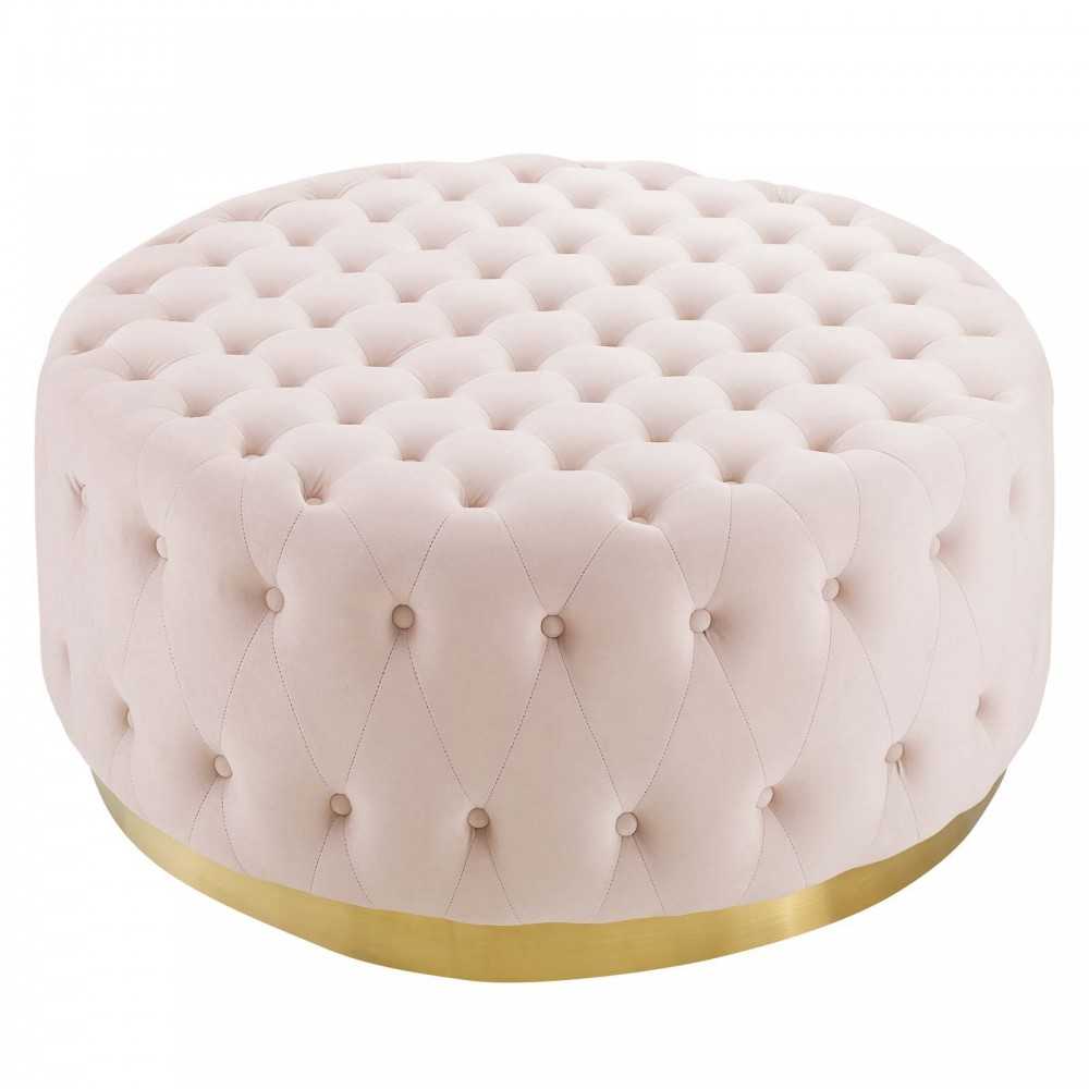 Ensconce Tufted Performance Velvet Round Ottoman