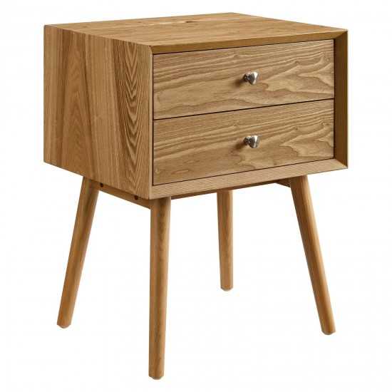 Ember Wood Nightstand With USB Ports