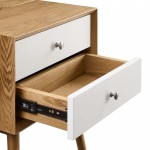 Ember Wood Nightstand With USB Ports