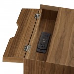 Ember Wood Nightstand With USB Ports