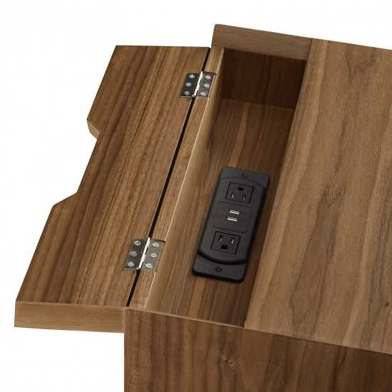 Ember Wood Nightstand With USB Ports