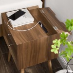 Ember Wood Nightstand With USB Ports