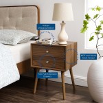 Ember Wood Nightstand With USB Ports