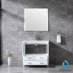 Volez 36" White Single Vanity, Integrated Top, White Integrated Square Sink and 34" Mirror