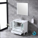 Volez 36" White Single Vanity, Integrated Top, White Integrated Square Sink and 34" Mirror