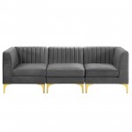 Triumph Channel Tufted Performance Velvet 3-Seater Sofa