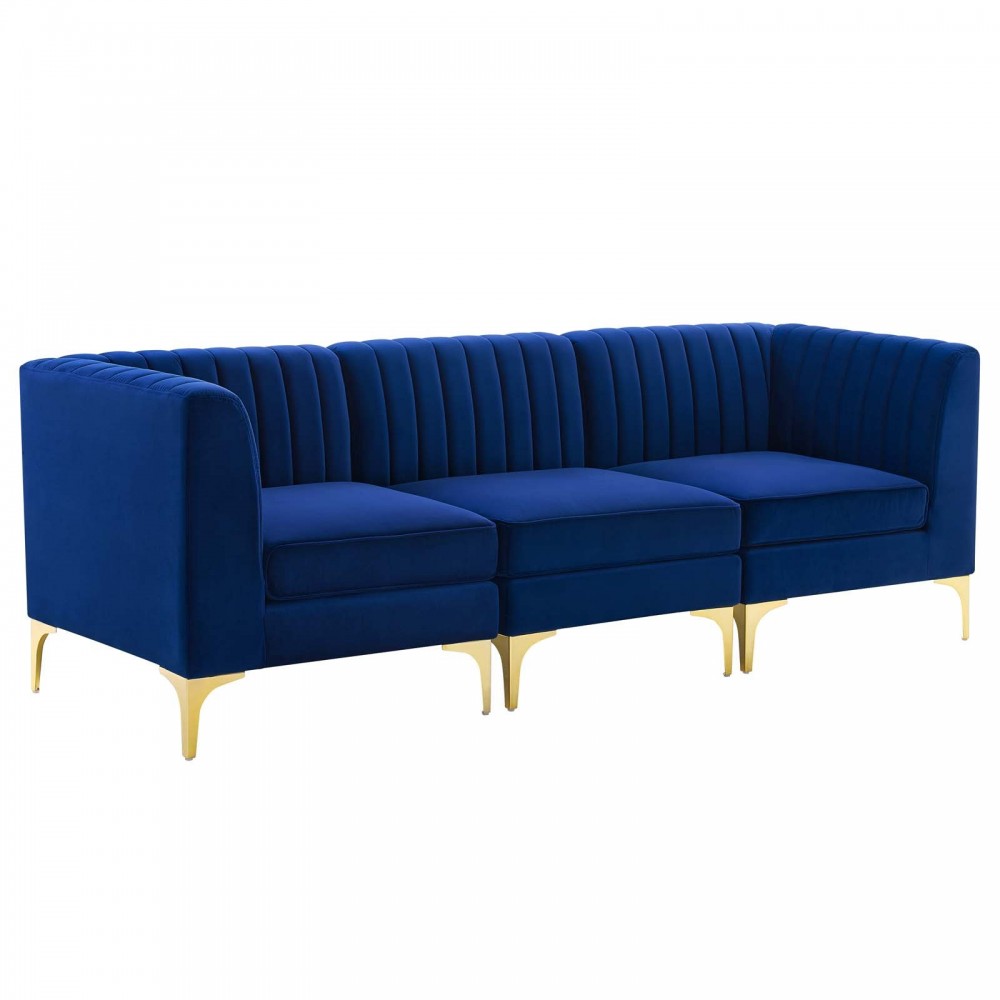 Triumph Channel Tufted Performance Velvet 3-Seater Sofa Triumph Channel Tufted Performance Velvet 3-Seater Sofa