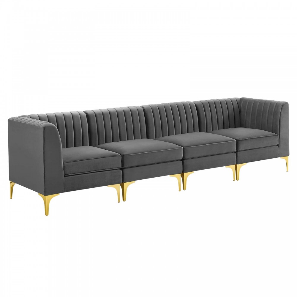 Triumph Channel Tufted Performance Velvet 4-Seater Sofa Triumph Channel Tufted Performance Velvet 4-Seater Sofa