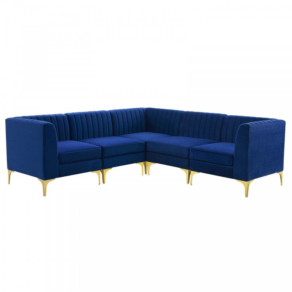 Triumph Channel Tufted Performance Velvet 5-Piece Sectional Sofa