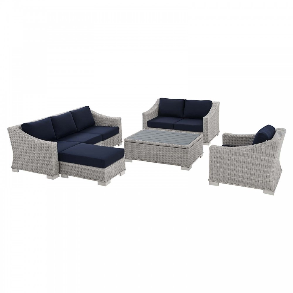 Conway Sunbrella® Outdoor Patio Wicker Rattan 5-Piece Furniture Set Conway Sunbrella® Outdoor Patio Wicker Rattan 5-Piece Furniture Set