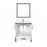 Ziva 30" White Single Vanity, Cultured Marble Top, White Square Sink and 28" Mirror