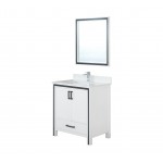 Ziva 30" White Single Vanity, Cultured Marble Top, White Square Sink and 28" Mirror