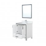 Ziva 30" White Single Vanity, Cultured Marble Top, White Square Sink and 28" Mirror