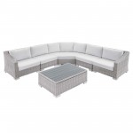 Conway Sunbrella® Outdoor Patio Wicker Rattan 6-Piece Sectional Sofa Set