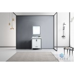 Ziva 30" White Single Vanity, Cultured Marble Top, White Square Sink and 28" Mirror