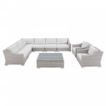 Conway Sunbrella® Outdoor Patio Wicker Rattan 9-Piece Sectional Sofa Set