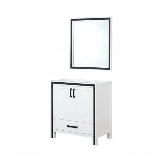 Ziva 30" White Single Vanity, no Top and 28" Mirror