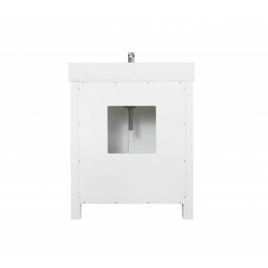 Ziva 30" White Single Vanity, Cultured Marble Top, White Square Sink and no Mirror