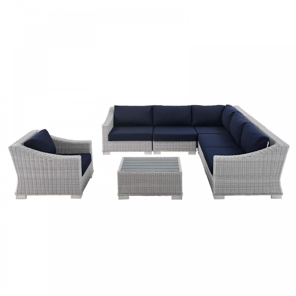 Conway Sunbrella® Outdoor Patio Wicker Rattan 7-Piece Sectional Sofa Set