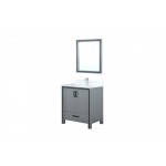 Ziva 30" Dark Grey Single Vanity, Cultured Marble Top, White Square Sink and 28" Mirror w/ Faucet