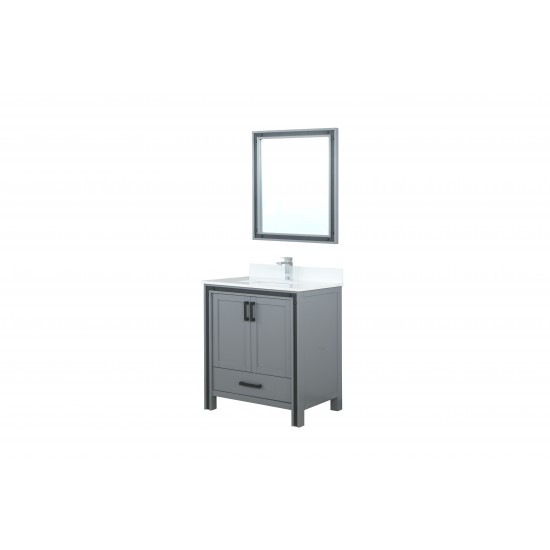 Ziva 30" Dark Grey Single Vanity, Cultured Marble Top, White Square Sink and 28" Mirror w/ Faucet