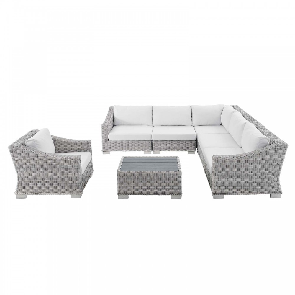 Conway Sunbrella® Outdoor Patio Wicker Rattan 7-Piece Sectional Sofa Set