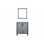 Ziva 30" Dark Grey Single Vanity, Cultured Marble Top, White Square Sink and 28" Mirror w/ Faucet