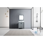 Ziva 30" Dark Grey Single Vanity, Cultured Marble Top, White Square Sink and 28" Mirror w/ Faucet