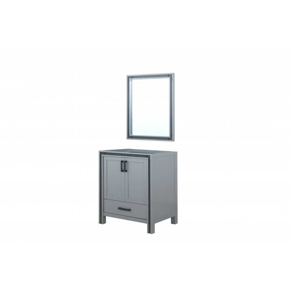 Ziva 30" Dark Grey Single Vanity, no Top and 28" Mirror