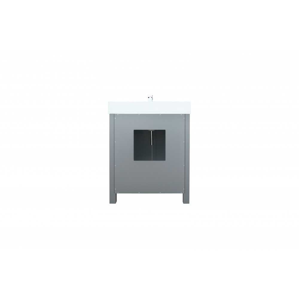 Ziva 30" Dark Grey Single Vanity, Cultured Marble Top, White Square Sink and no Mirror