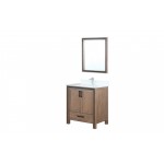 Ziva 30" Rustic Barnwood Single Vanity, Cultured Marble Top, White Square Sink and 28" Mirror w/ Faucet