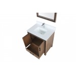 Ziva 30" Rustic Barnwood Single Vanity, Cultured Marble Top, White Square Sink and 28" Mirror w/ Faucet