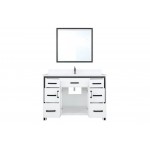 Ziva 48" White Single Vanity, Cultured Marble Top, White Square Sink and 34" Mirror w/ Faucet